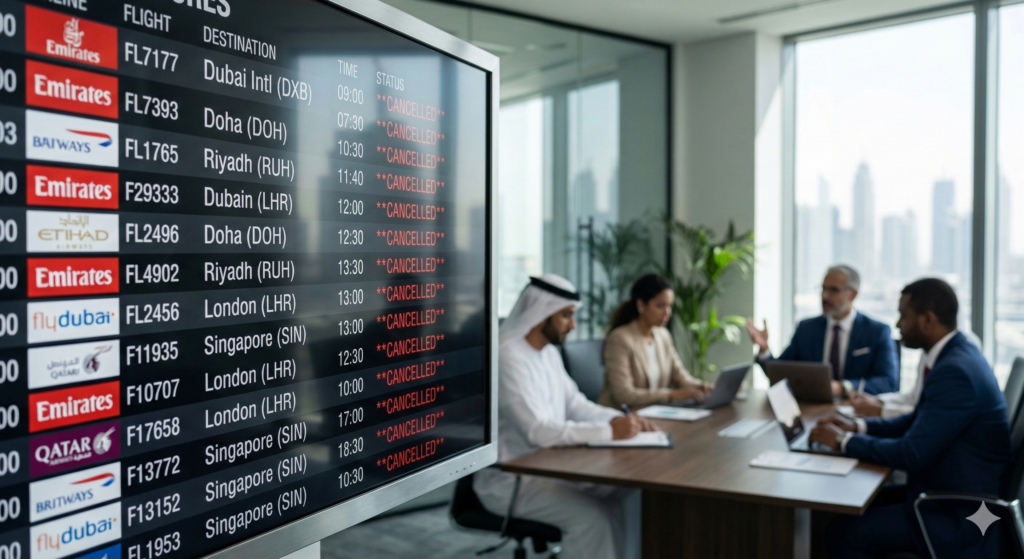 Dubai leadership team mitigating executive travel disruptions UAE.