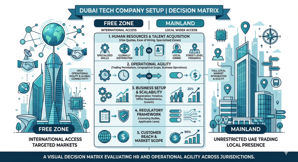 Infographic decision matrix for Dubai tech company setup